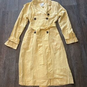 Butter Yellow Lightweight Trench Coat with Belt and Buttons